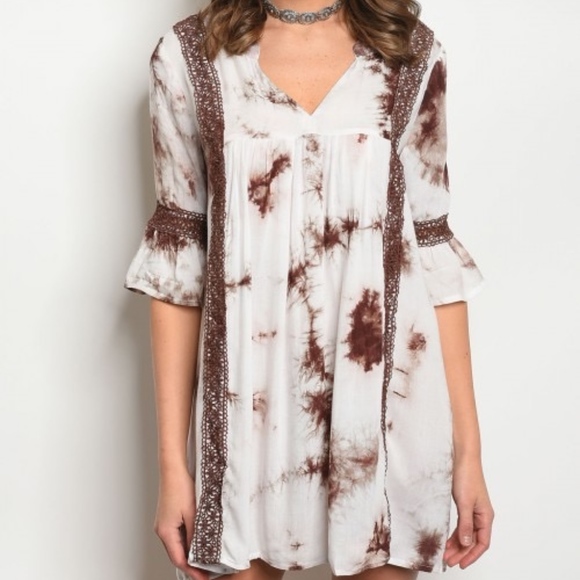 Sexy & Flirty Tie dye Boho mini Crochet dress - Picture 3 of 11